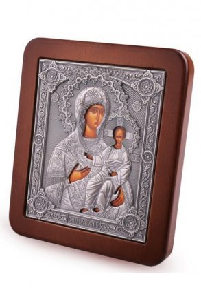 Икона Божия Матерь Смоленская серебро 18,5 х 21,7 см