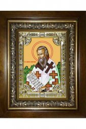 Икона Мирон Критский, 18x24 см, со стразами, в деревянном киоте