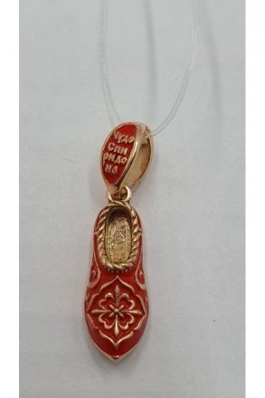 Тапочек Спиридона Тримифунтского позолота эмаль красная