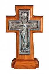 Крест настенный на подставке гальванический с серебрением 18 см