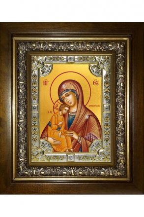Икона Божьей Матери Миасинская, 18x24 см, со стразами, в деревянном киоте