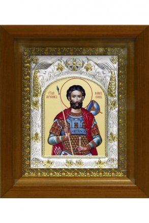 Икона Иоанн (Иван) Воин, 14x18 см, в деревянном киоте 20х24 см