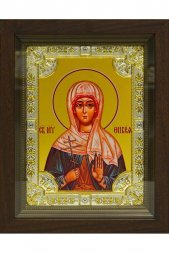 Икона Вевея (Фефея Вивея) Едесская 24x30 см в серебряном окладе со стразами в деревянном киоте