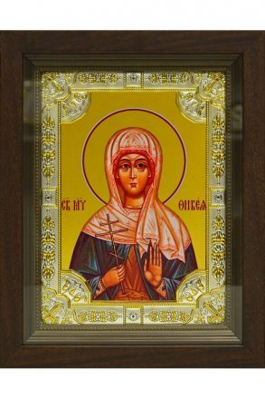 Икона Вевея (Фефея Вивея) Едесская 24x30 см в серебряном окладе со стразами в деревянном киоте