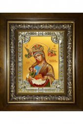 Икона Божья Матерь Млекопитательница, 18x24 см, со стразами, в деревянном киоте
