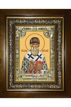 Икона Иона Московский, 18x24 см, со стразами, в деревянном киоте