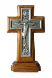 Крест на подставке гальванический с серебрением 18 см