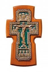 Крест настенный гальванический с эмалью 18 см