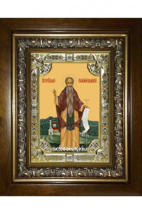 Икона Евфимий Великий, 18x24 см, со стразами, в деревянном киоте